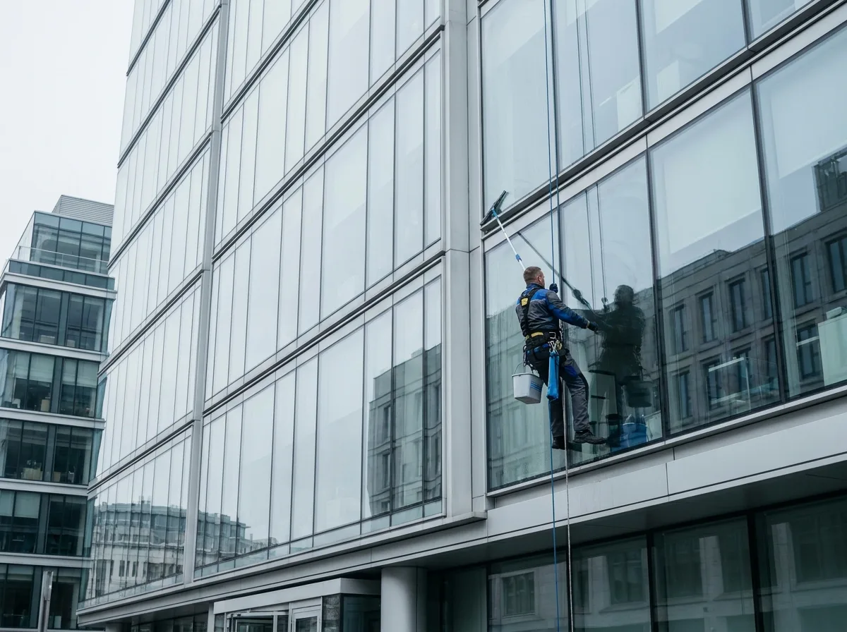 Fassaden-/Fensterreinigung an Glasgebäude